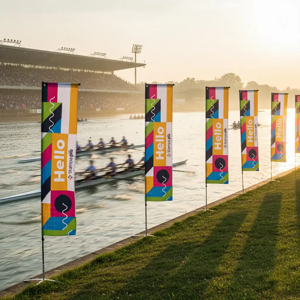 bandiera personalizzata rettangolare con base e asta