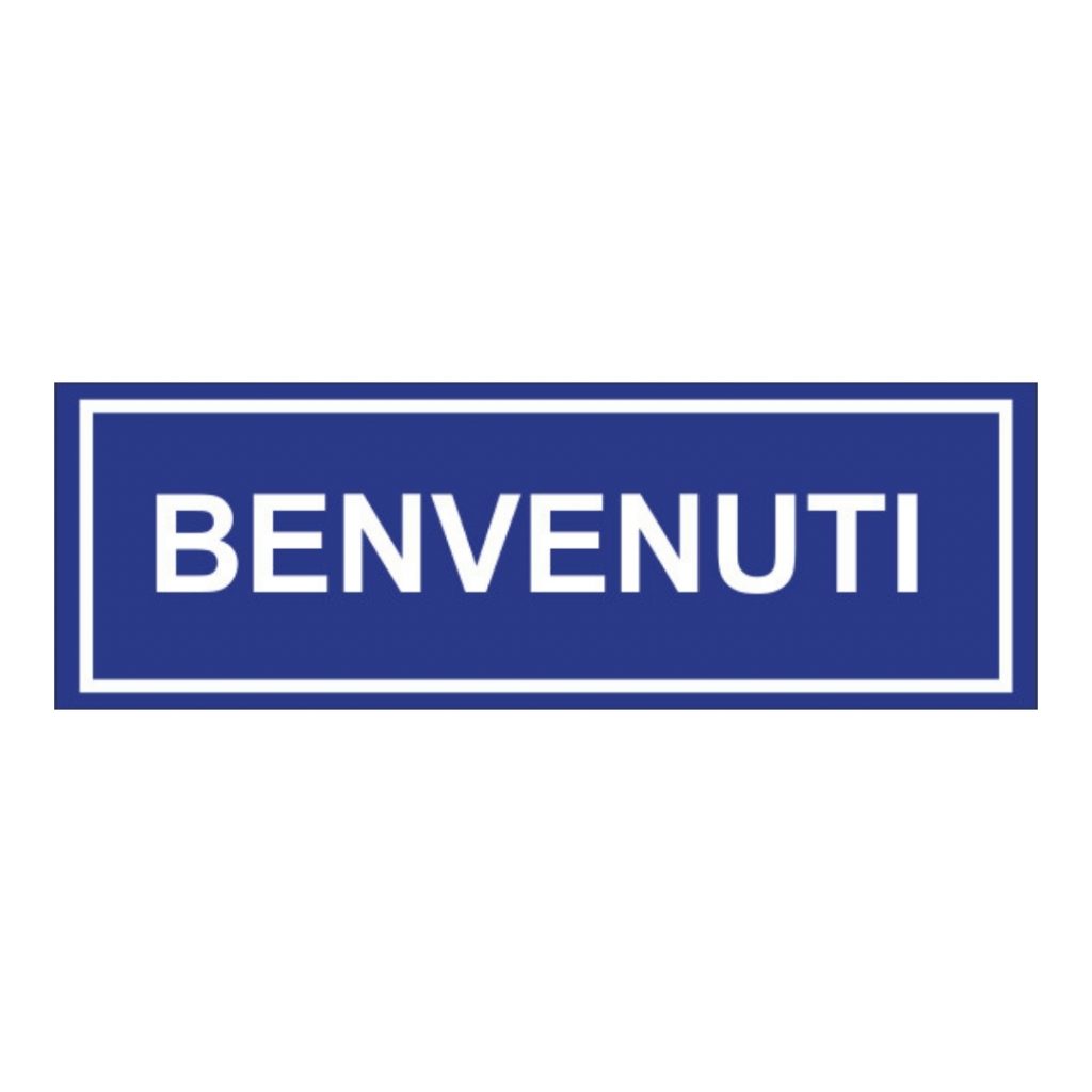 cartello benvenuti in alluminio cm 15x5