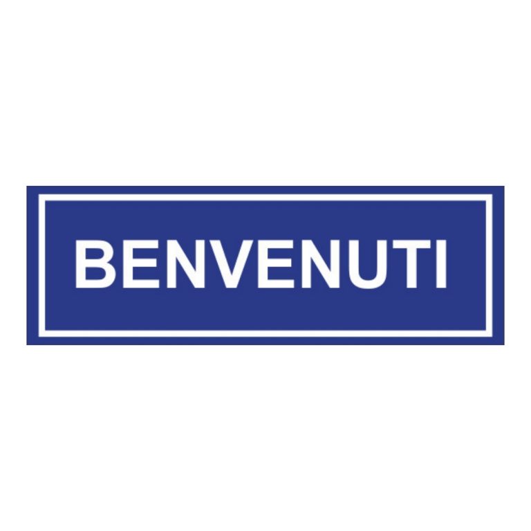 cartello benvenuti in alluminio cm 15x5