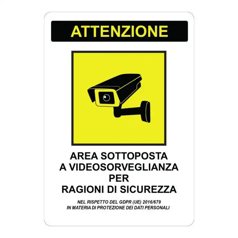 cartello area sottoposta a videosorveglianza