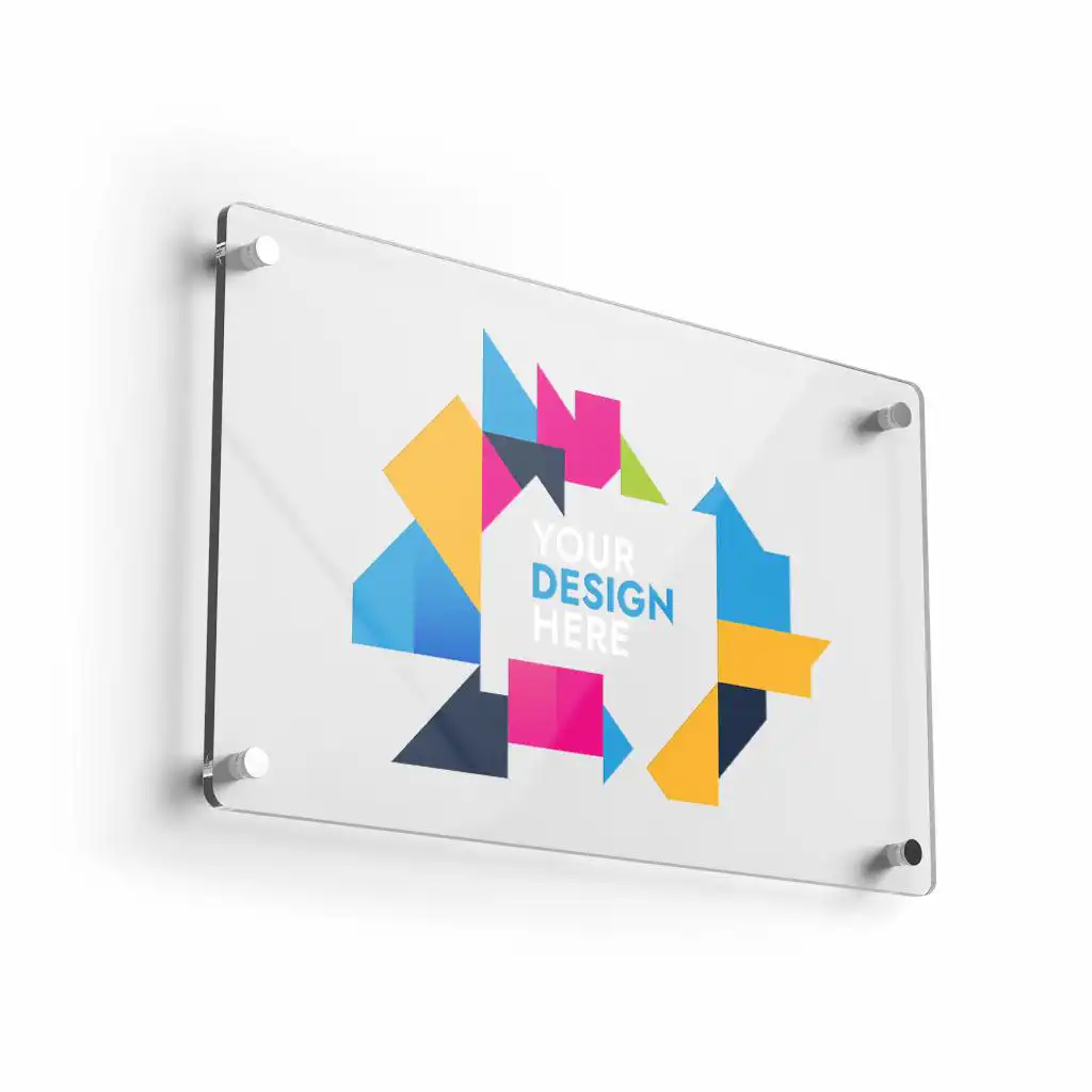 Targa personalizzata in plexiglass trasparente o opalino con distanziali in acciaio, ideale per uffici, studi professionali e negozi