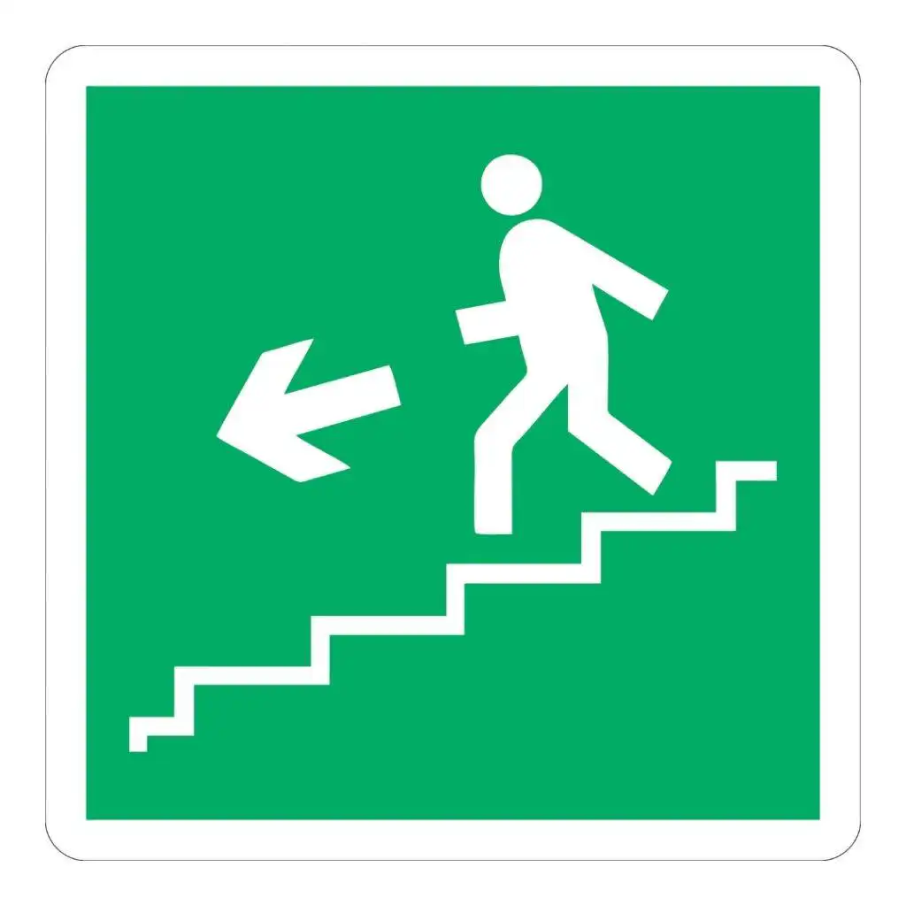 cartelli quadrati uscita di emergenza scale a sinistra