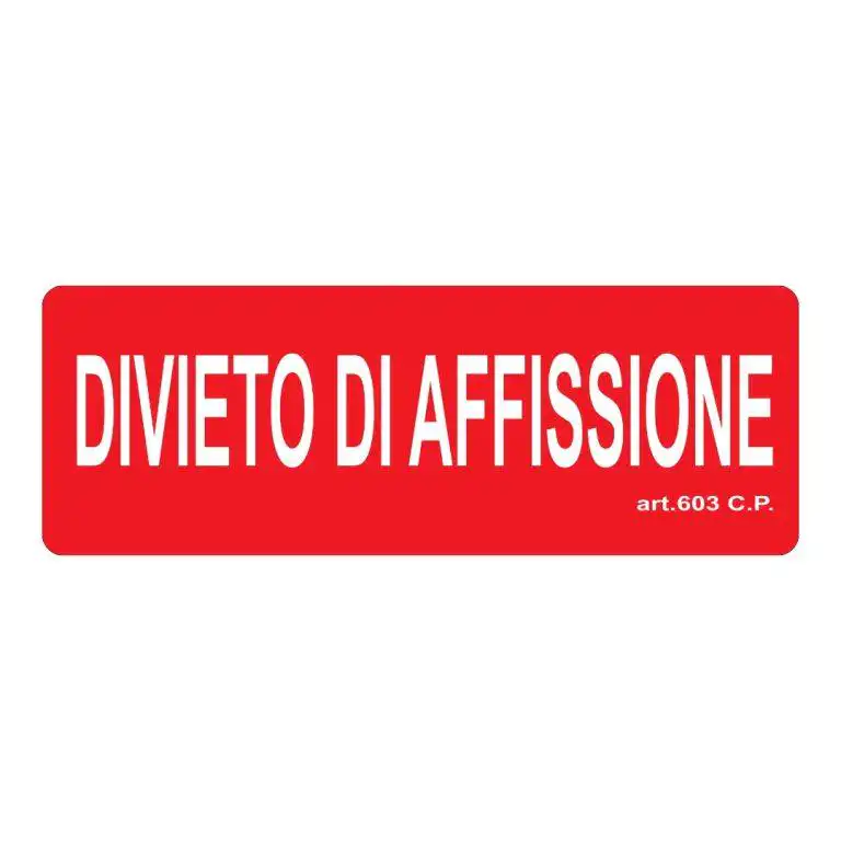 cartello divieto di affissione