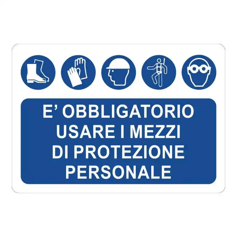 cartello è obbligatorio usare i mezzi di protezione personale
