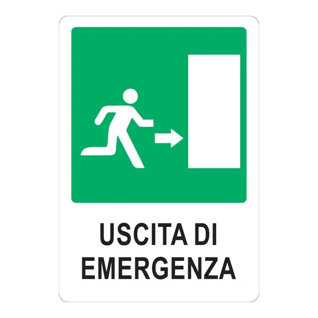 cartello uscita di emergenza a destra