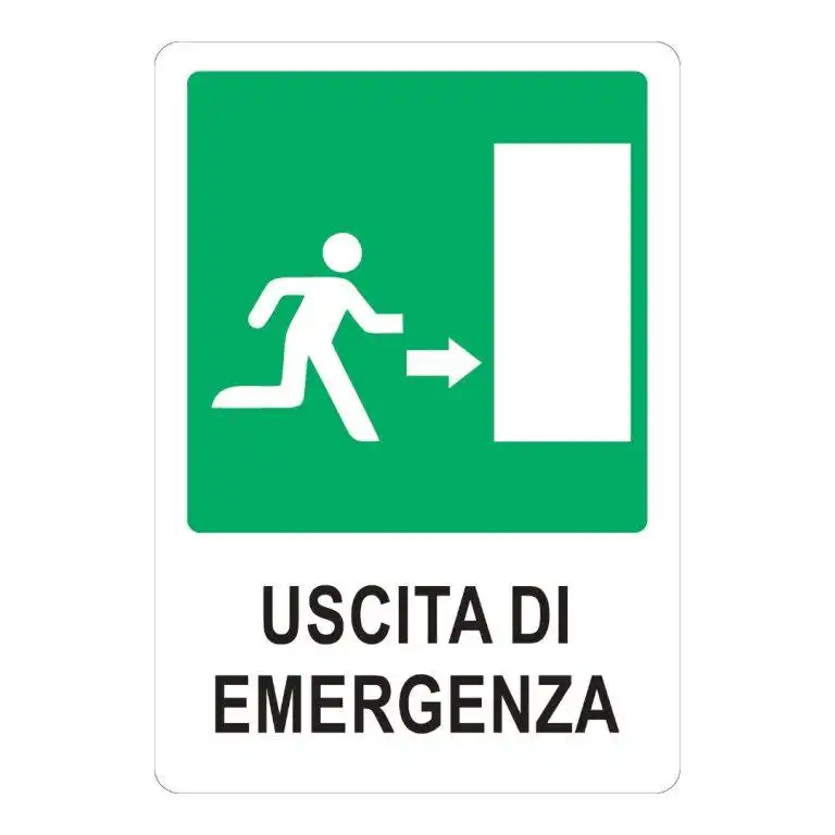 cartello uscita di emergenza a destra