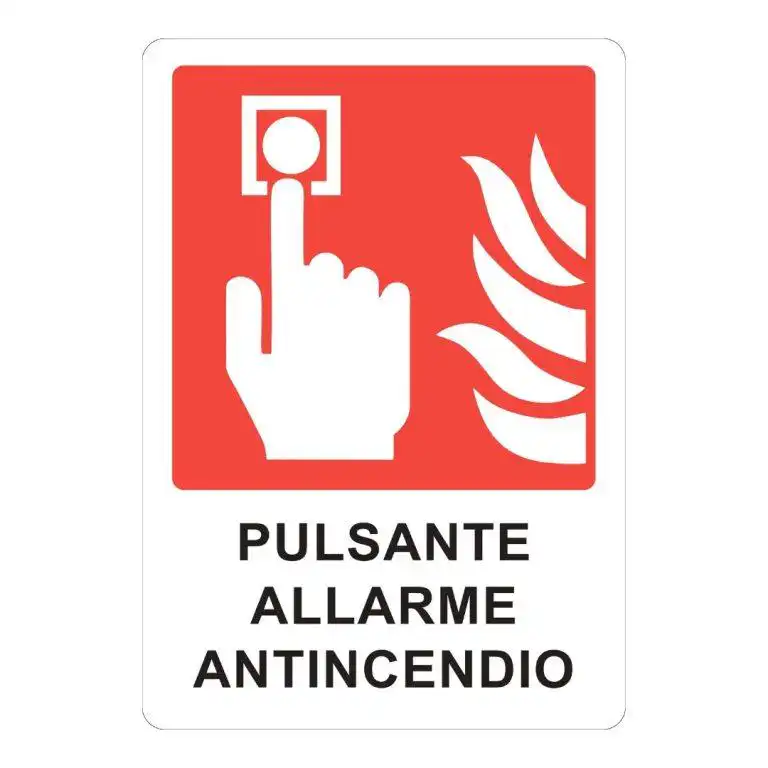 cartello pulsante allarme antincendio