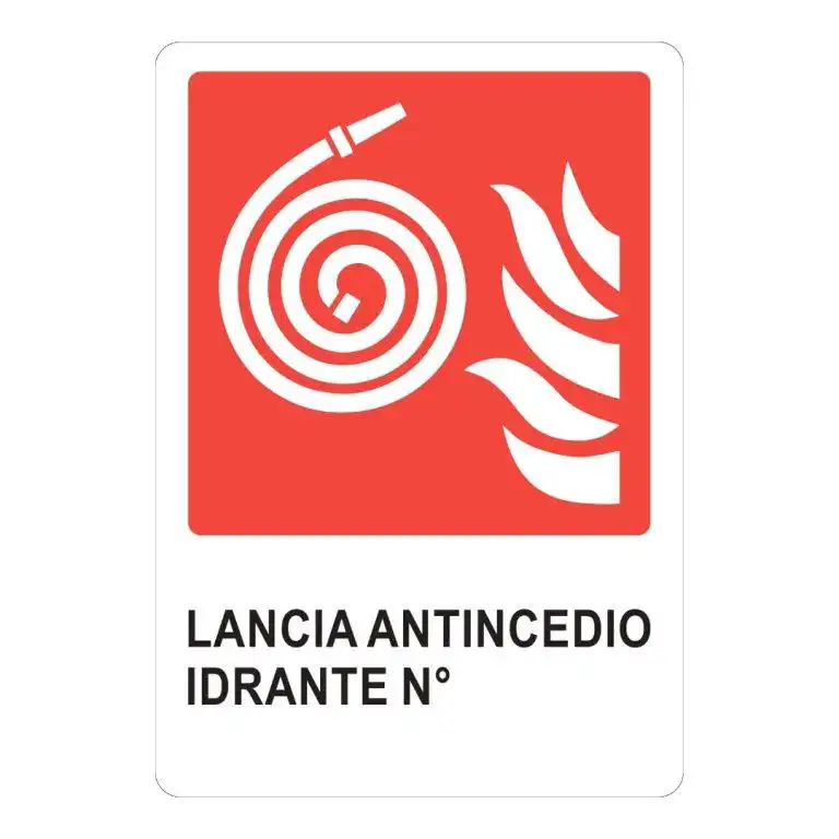 cartello rettangolare verticale lancia antincendio idrante