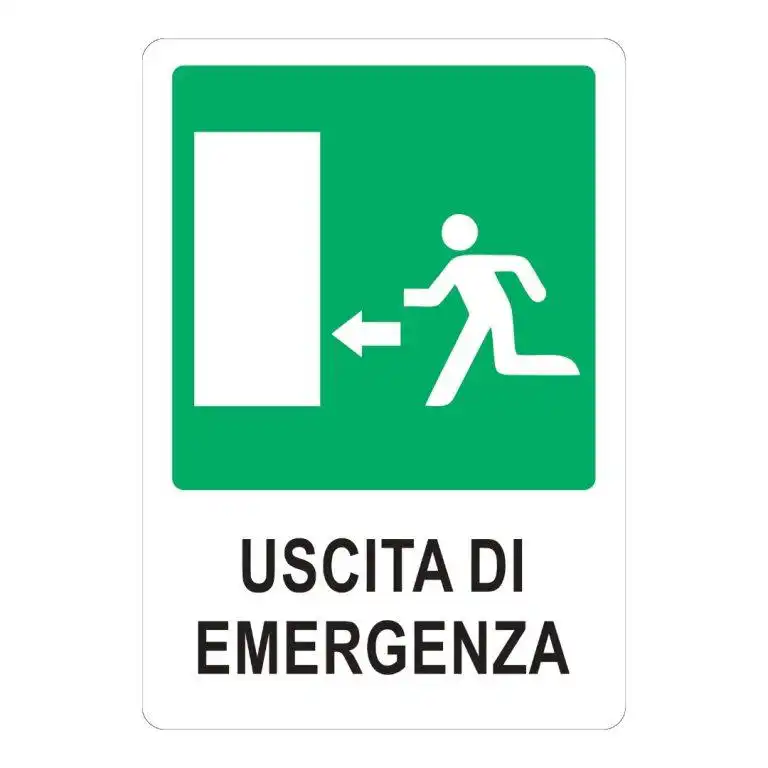 cartello uscita di emergenza a sinistra