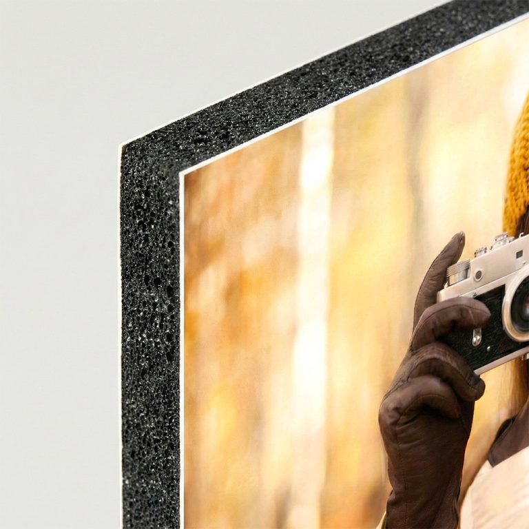 fotoquadro su pannello piuma nero - dettaglio